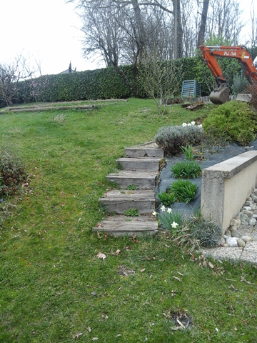 Chemin traverses chêne et pavés, Les Jardins du Buis, 73, 38, Pont de Beauvoisin