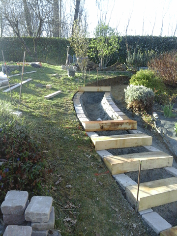 Chemin traverses chêne et pavés, Les Jardins du Buis, 73, 38, Pont de Beauvoisin
