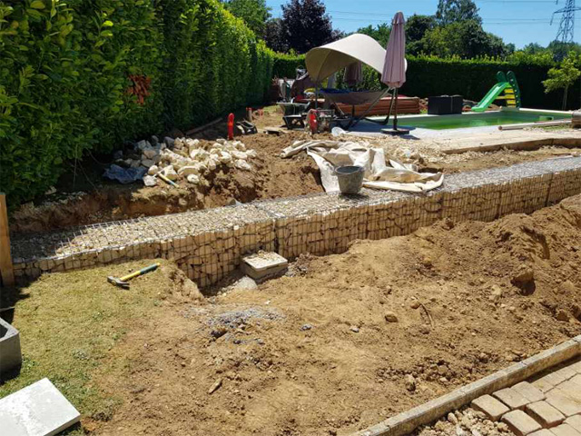 Chantier terrasse bois exotique Domessin - par Les Jardins du Buis, paysagiste, 73, 38